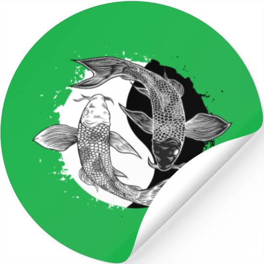 Koi Fish Yin Yang Symbol Harmony Taoism China Gift Stickers