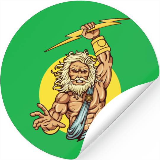 Comic - God Zeus Lightning - bright Stickers