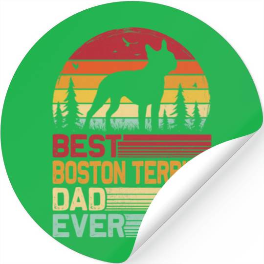 Retro Vintage Best Boston Terrier Dad Ever Stickers