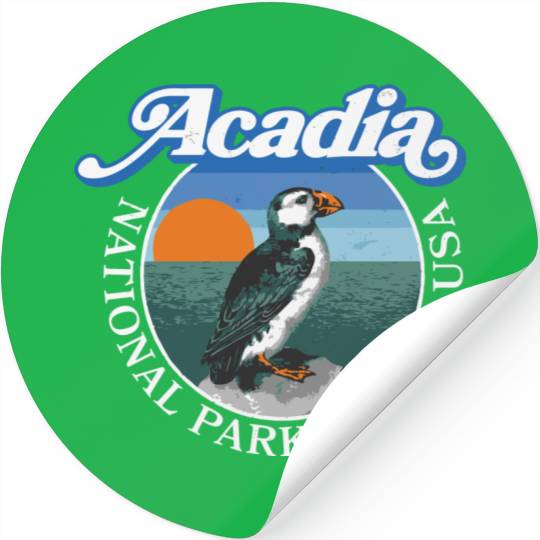 Retro Acadia National Park Vintage Maine Puffin Stickers
