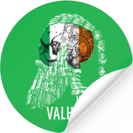 Until Valhalla, Vikings, Viking irish Flag Stickers