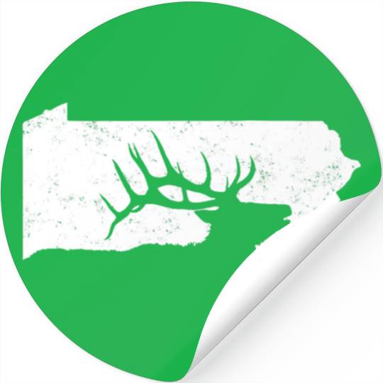 Pennsylvania Elk Hunting Bull Elk PA State Shape Stickers
