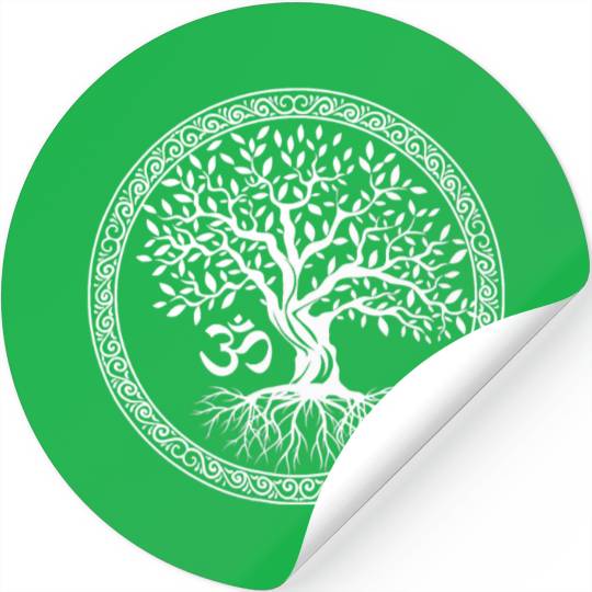 Tree of Life with Om Symbol Yoga Stickers