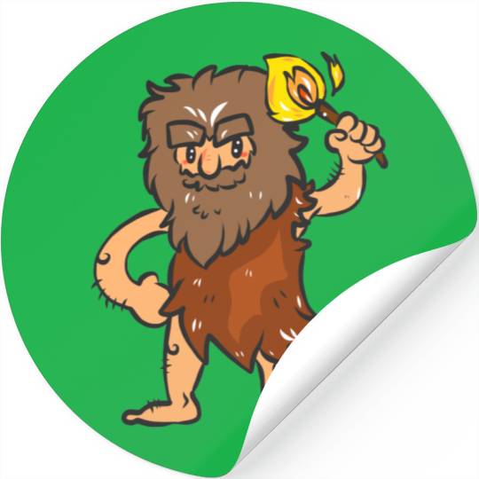 Caveman with Torch Stickers
