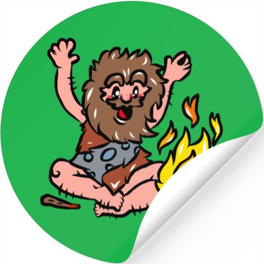 Caveman with Fire Stickers