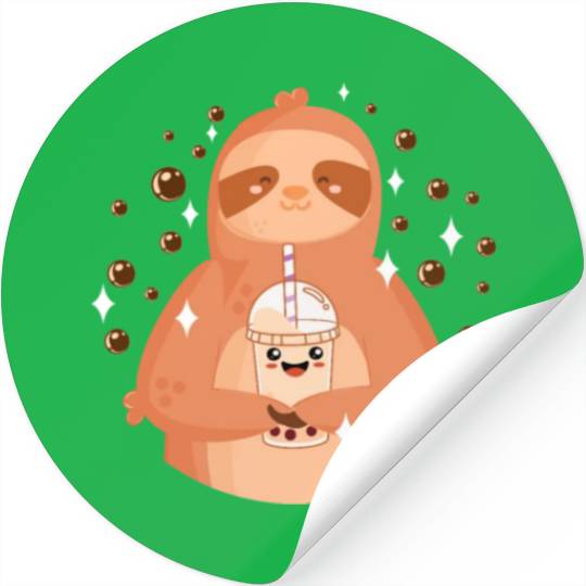 Boba Tea Kawaii Sloth Drinking Stickers
