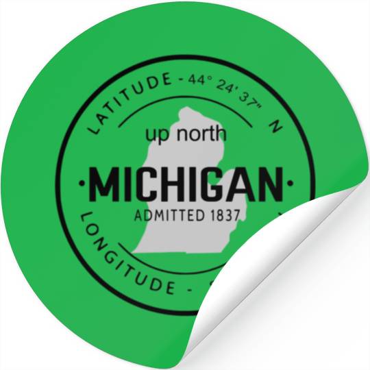 Up North Michigan 1837 Great Lakes Latitude And Lo Stickers