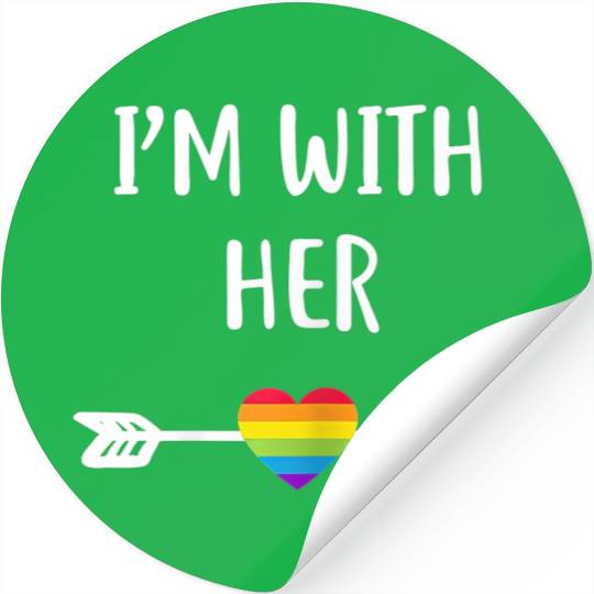 Lesbian Matching Couple Gifts Im With Her Set 1 T Stickers