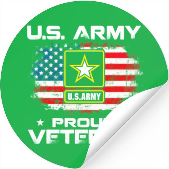 US Army Proud Veteran With American Flag Gift Stickers
