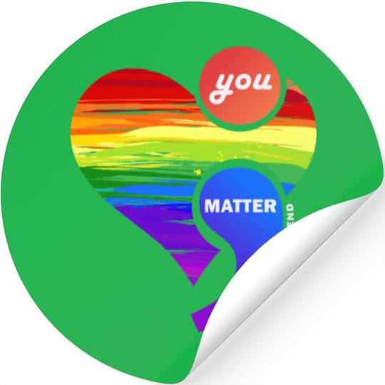 Rainbow Heart Semicolon You Matter Stickers