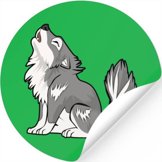 Cute Baby Howling Wolf Cub Gifts Animals Lover Stickers