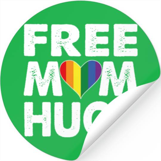 Free Mom Hugs Pride LGBTQ Rainbow Heart Stickers