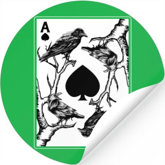 Crow And The Ace Of Spade Occult Death Aesthetic Stickers