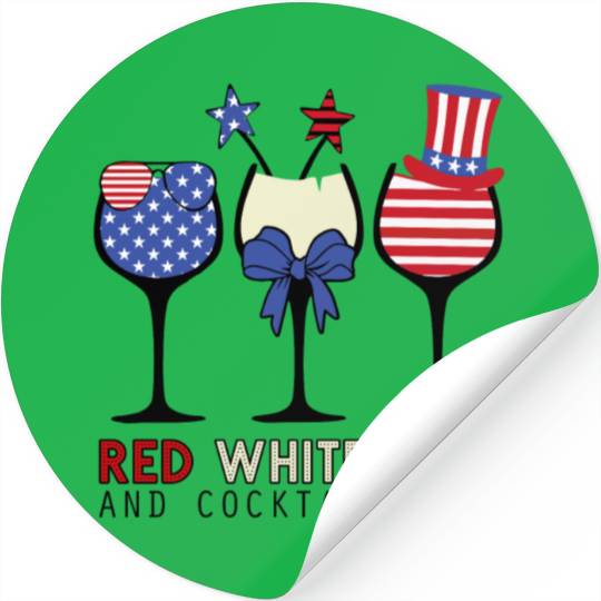 Red White Blue and Cocktails Stickers