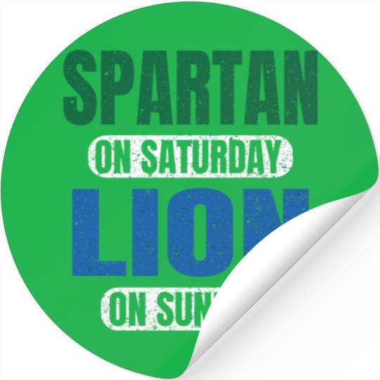 Spartan On Saturday Lion On Sunday Detroit Gift Id Stickers