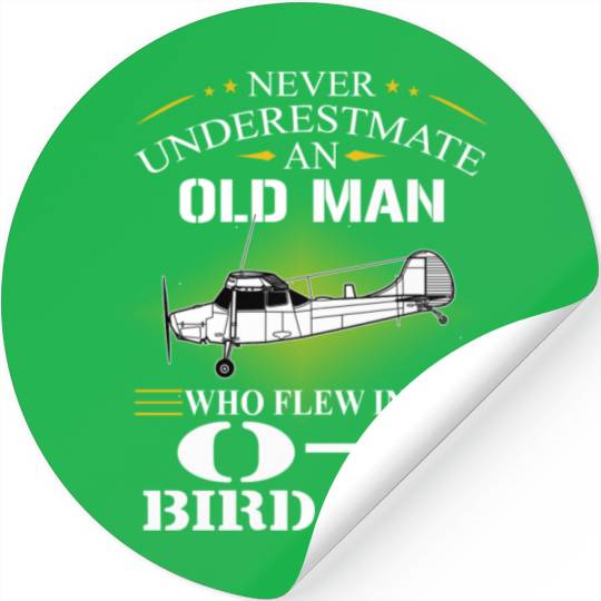Bird Dog Helicopter Old Man Stickers
