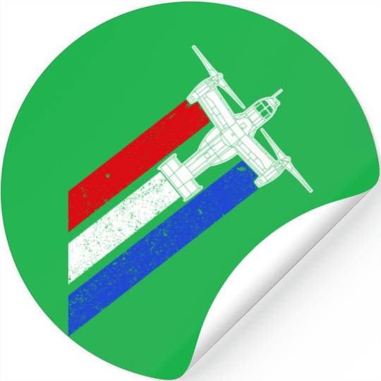 V-22 Osprey Helicopter Red White Blue Contrails Stickers