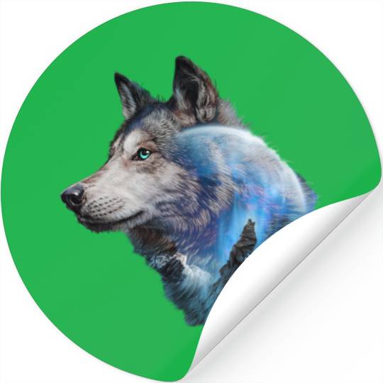 Wolf Moon Forest View Nature Stickers