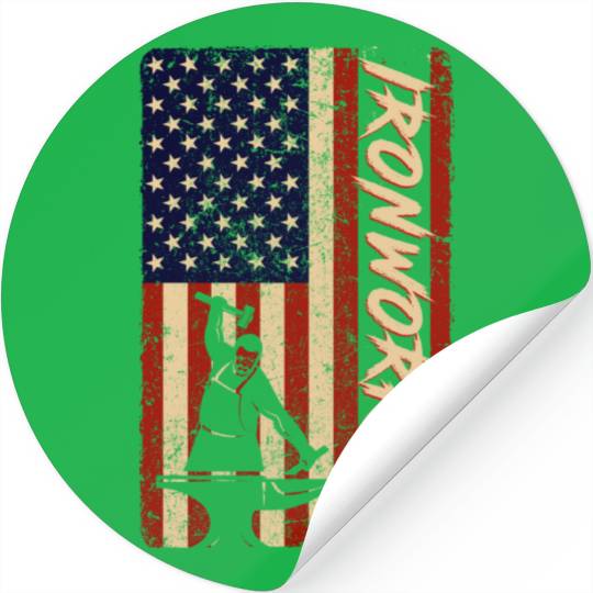 US Flag Ironworker Independence labor Day Stickers
