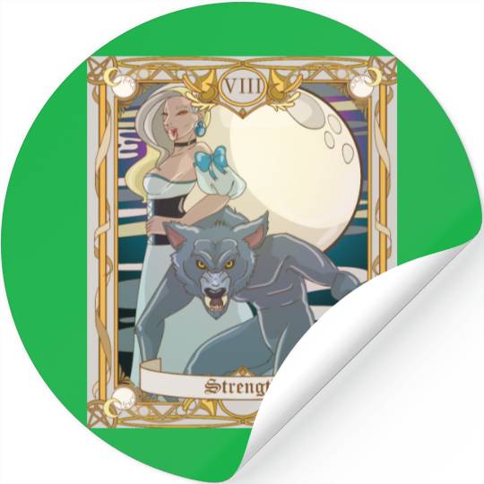 Strength Tarot Card, Major Arcana Anime Vampire Stickers