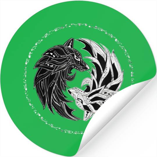yin yang Wolves Wolf yinyang Tai Chi Qi Gong Stickers
