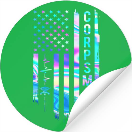 Awesome US Flag Heart Corpsman Stickers