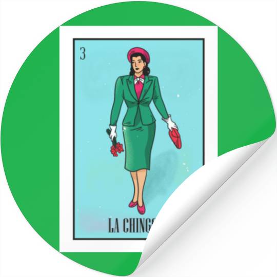 La Chingona The Bad Ass Woman Card Mexican Lottery Stickers