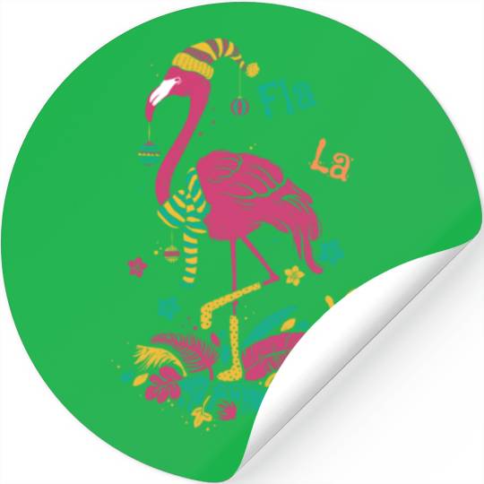 Christmas Flamingo Merry Christmas Stickers
