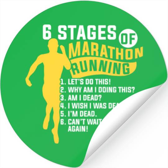 Marathon Running 6 Stages of Marathon Running Stickers