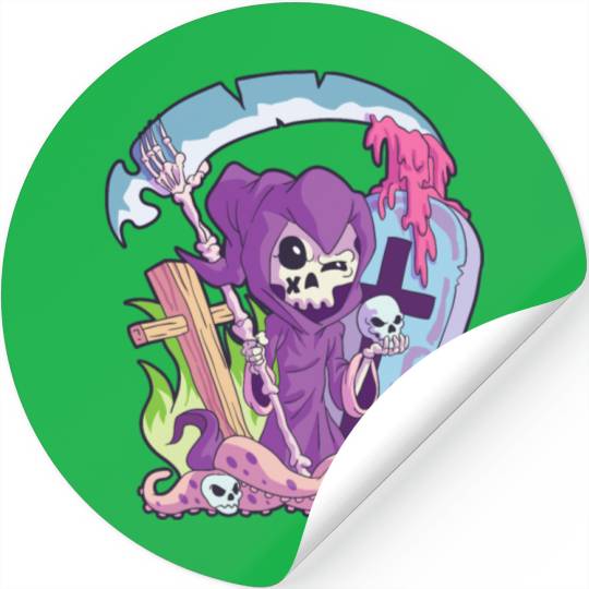 Kawaii Death Grim Reaper Pastel Goth Creepy Occult Stickers