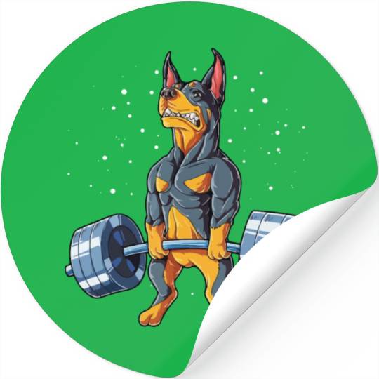 Doberman Weightlifting Gym Stickers