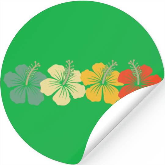 Retro Vintage Hibiscus Flower Stickers