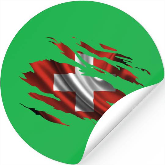 Switzerland Ripped Flag Stickers