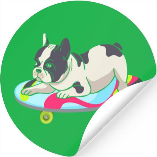 Skateboarding French Bulldog Stickers