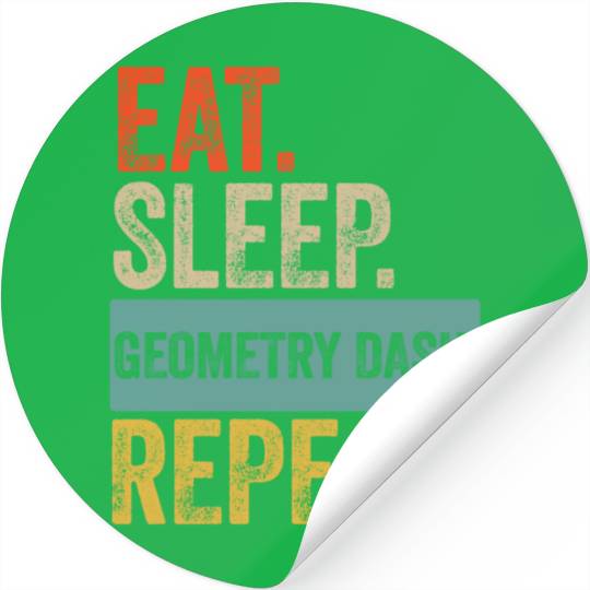 Eat sleep geometry dash repeat retro vintage Stickers
