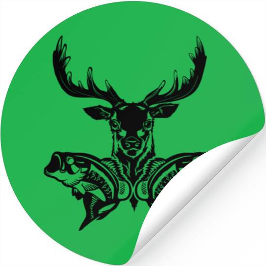 fishing hunter fisherman Fish deer head hunting Stickers