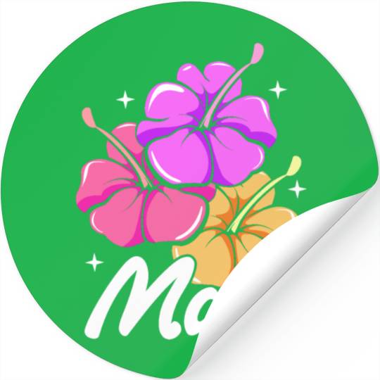 Maui Hawaii With Hawaiian Hibiscus Flowers Stickers