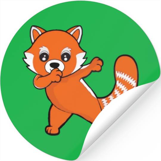 Dabbing Red Panda Cherry Blossoms Bamboo Stickers