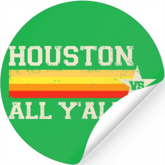 Houston vs All Y'all Vintage Stripe Texas Baseball Stickers