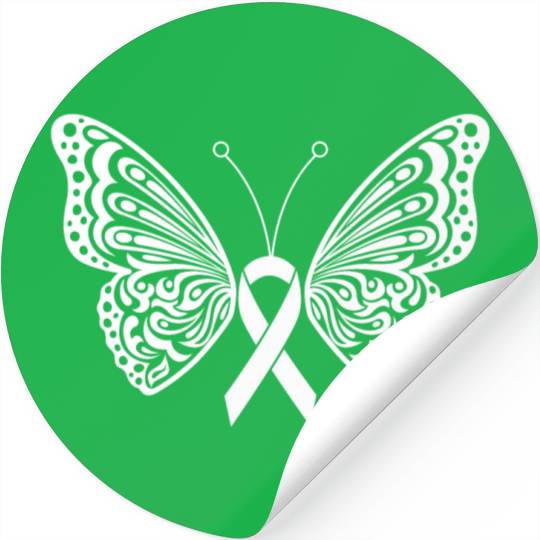 Lung Cancer Awareness White Ribbon Butterfly Stickers