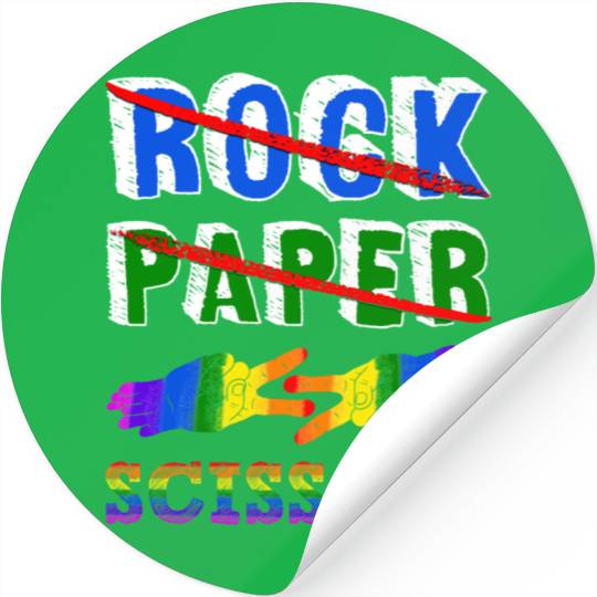Rock Paper Scissors Lesbian Couple LGBTQ Pride Mon Stickers