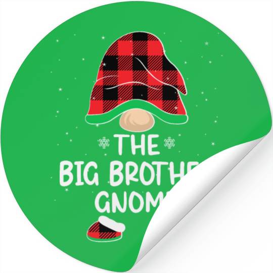 Christmas The Big Brother Gnome Buffalo Plaid Xmas Stickers