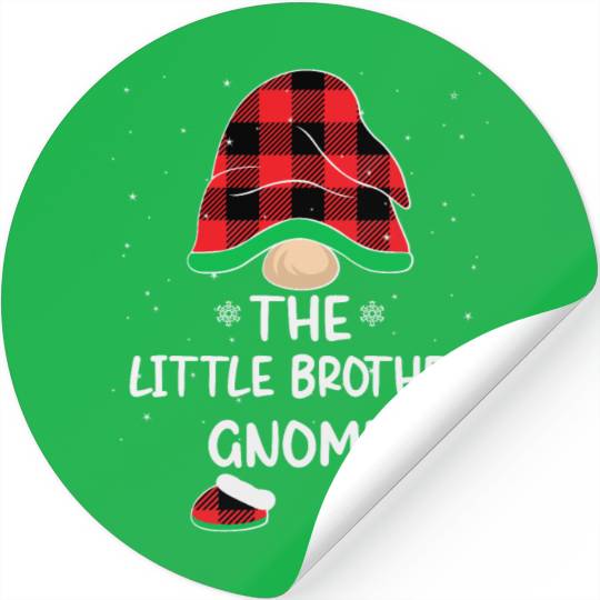 Christmas The Little Brother Gnome Buffalo Plaid Stickers