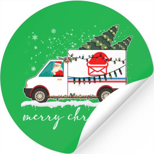 Christmas Postal Service Truck, Postal Worker Shir Stickers
