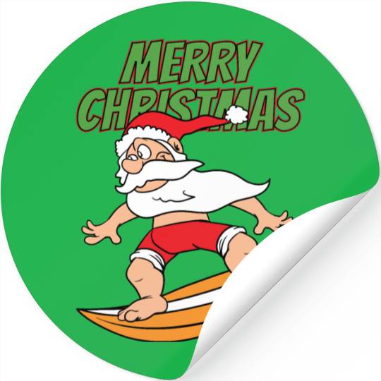 Merry Christmas Santa Claus Surfer Stickers