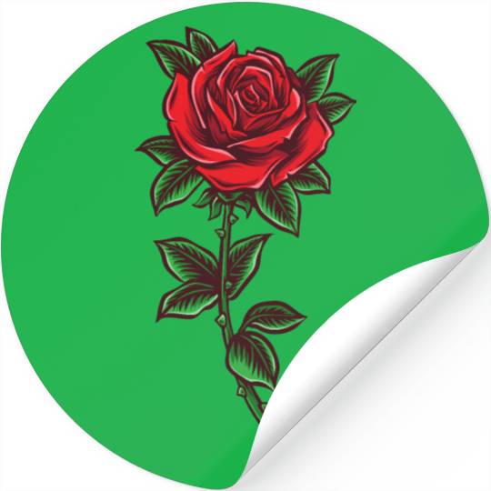 Red rose, Rose stem Stickers