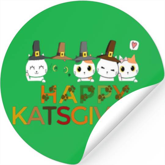 Happy Katsgiving Thanksgiving Cats Pilgrim Stickers