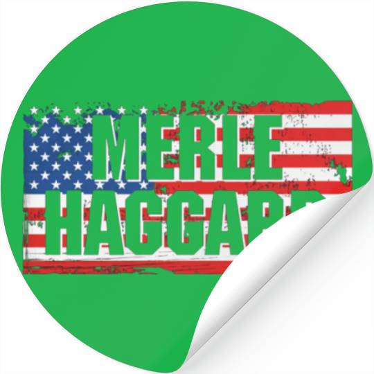 Vintage Graphic Merle Haggard On Flag Stickers