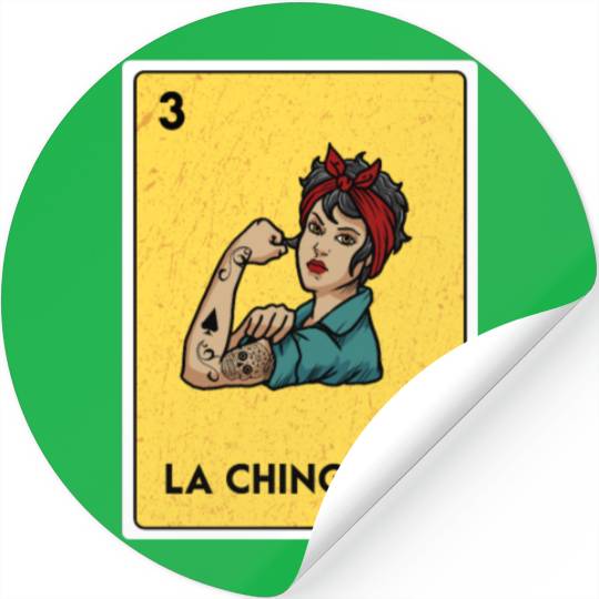 La Chingona Mexican Lottery Bingo Game Card Player Stickers