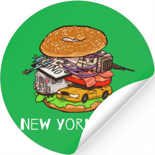 New York City Bagel with Everything NYC Stickers